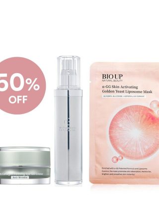 NATURAL BEAUTY - Deluxe Anti-Aging Bundle:Crystal NB-1 Peptide Elastin Anti-Aging Emulsion+Yam Collagen Firming Eye Gel Creme+BIO UP a-GG Mask 3pcs